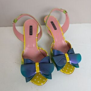 Vintage Fornarina Slingback Kitten Heels – Size 7 – Polka Dot Bow Pumps